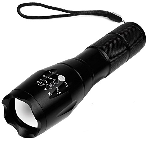 UniqueFire CREE XML T6 White Light LED Tactical Flashlight with Adjustable Focus,5 Light Modes,Waterproof Torch for Hunting,Camping,Hiking,Biking.
