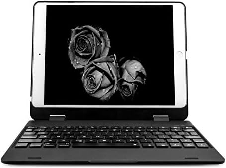 Miya iPad 9.7 Keyboard Case Compatible with iPad 2018(6th Gen)/2017 iPad(5th Gen)/Air/Air2/iPad Pro 9.7 with 180°Rotatable Cover 7 Color Backlit Aluminum Keyboard (Only Compatible iPad 9.7) - Black