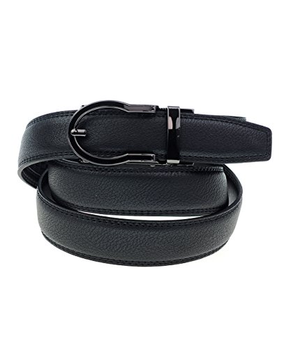 NYFASHION101 Men's Genuine Leather Cut-To-Fit Dress Belt with Automatic Buckle - DS7890, Black, XL