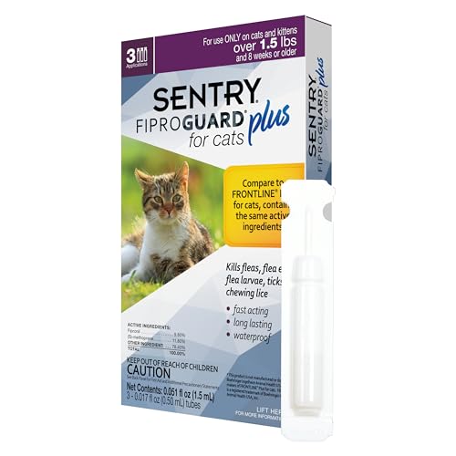 SENTRY Fiproguard Plus for Cats, Flea and Tick Prevention for Cats (1.5
