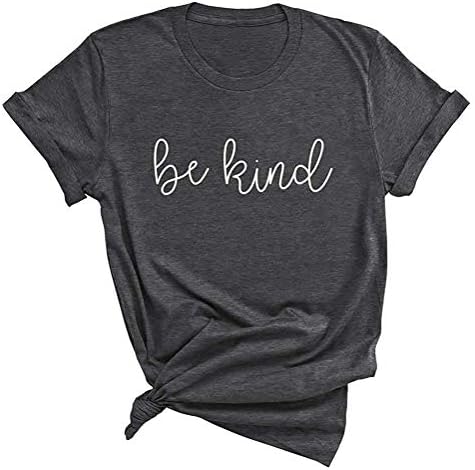 Be Kind Shirt Women Rainbow Print Graphic Tee Funny Inspirational Saying Casual Tops T Shirts