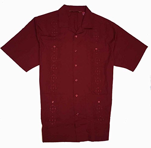 Havanera Men's Short Sleeve Guayabera Shirt, Biking Red, X-Large