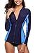Sociala Women's Zip Front Long Sleeve Rashguard Swimsuit Top UPF 50+ Swim Shirt