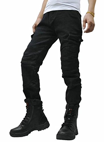 Alpha Rider MOTORCYCLE JEANS WITH PAD DENIM BIKER BLACK MOTO PANTS COMBAT PANTS Stylish Riding Jeans, windproof, breathable, anti-tearing Size: L - Thumbnail 3