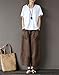 Aeneontrue Women's Casual Linen Wide Leg Pants Trousers with Elastic Waist (Style1_Brown, X-Large)