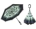 Inverted Umbrella Double Layer Windproof UV Protection Sun&Rain Car Reverse folding Umbrellas Cute Travel Umbrella Manually Rain Windproof Anti-UV Star Flower Umbrella for Easy Carrying Green Fire