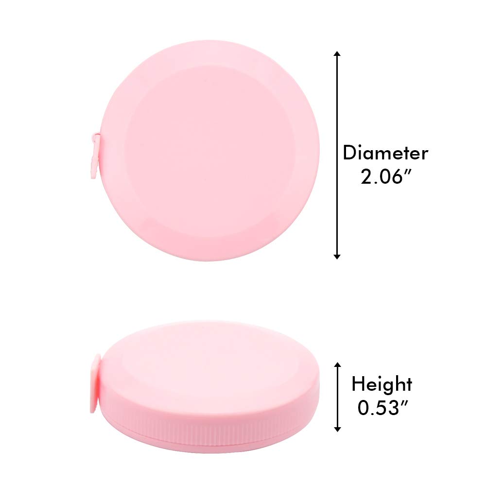 2PCS Measuring Tape for Body,Soft Tape Measure for Body Sewing Fabric Tailor Cloth Craft Measurement，60 Inch/1.5M Retractable Dual Sided Measure Tape Set (Pink)