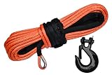 X-BULL SK75 3/8" x 100ft Dyneema Synthetic Winch Rope with Hook Car Tow Recovery Cable(23,809 Lbs,Blue) (Orange)