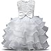 NNJXD Girl Dress Kids Ruffles Lace Party Wedding Dresses Size (130) 5-6 Years Flower White