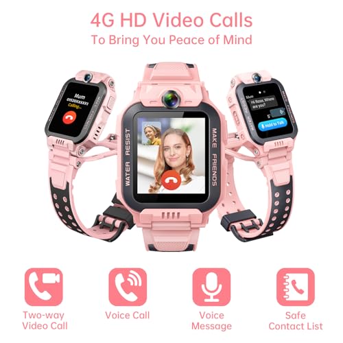 imoo Z7 Kids Smart Watch, Smart watch for Girls, Kids Smartwatch Phone with Long-lasting Video & Phone Call, Kid Watches with GPS Tracker, IPX8 Swimming Water-Resistance (Z7, Pink)