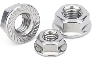QBJFY M3-0.5 Serrated Flange Hex Nuts, M3 Hexagon Flange Nuts 304 Stainless Steel 18-8, Bright Finish, Full Thread,50Pcs