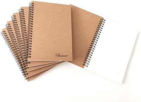 SPIRITMATE Spiral Kraft Notebook Wirebound Notebooks in Bulk 5.5x8.26inch 480g Thick Cardboard Cover, 100g Thicken Ivory Pape Blank, 50 Sheets Per Each Spiral Note Pad Journals