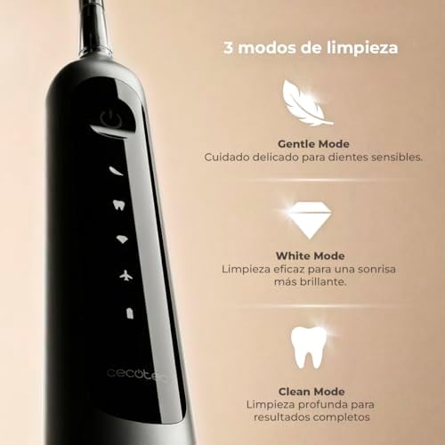 Escova de dentes elétrica sónica com oscilação 60º ToothCare DeluxeSwing. 3 modos personalizados, leve e compacto, autonomia de 40 dias, 3 cabeças de substituição, IPX7