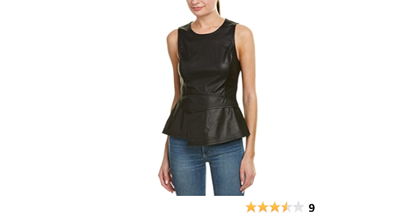 bcbg leather peplum top
