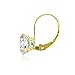 14K Yellow Gold 2.50 CTTW Cubic Zirconia Round Leverback Earring, 7mm