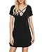 StyleDome Women's Short Sleeve V Neck T Shirts Long Tunic T Shirts Dresses Summer Casual Basic Tee Blouse Tops Mini Dress 106-Black Large