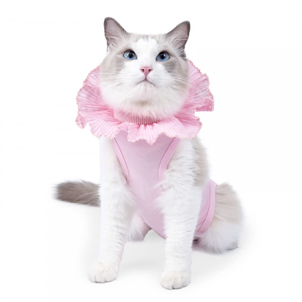 DONGKER Cat Surgical Recovery Suit, Kitten Anti Licking Suit Preventing Licking Spay Shirt Cat Abdominal Wounds Cone E-Collar Alternative for Cats After Surgery