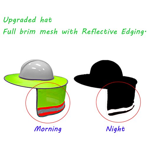 Hard Hat Sun Shield,Full Brim Mesh Neck Sun Shade Protector High Visibility,Reflective(Hard Hat Not Included) by Shellvcase