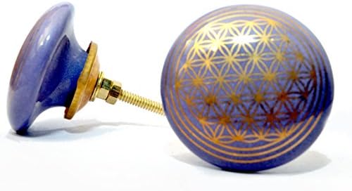 KPAVIR Interior Door Knobs Ceramic and Metal, Blue, Set of 6