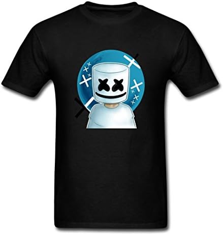 Marshmello face Graphic Kunagming Summer Black T-shirt For Men Medium