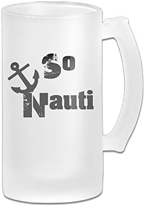 Handson Stainless Steel Vacuum Insulated Beer Mug So Nauti Anchor Logo Thermal Traveling Tumbler White