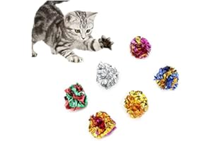 ISMARTEN 12 Packs Crinkle Balls Cat Toys for Indoor Cats, Lightweight Shiny Crinkle Paper Ball for Kitten (Random Color) (2.36 in)