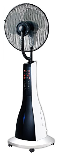 Canary Products CE134 Intelligent Misting Fan Humidifier, Oscillating Fan, Cool Mist Standing Fan, 16 Inches Tall, Black/White