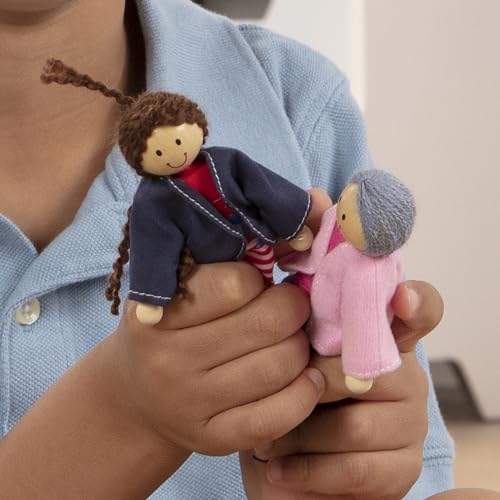 Melissa & Doug 7-Piece Poseable Wooden Doll Family for Dollhouse (2-4 inches Each)