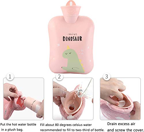 Hot Water Bottle Rubber Warm Water Bag with Soft Plush and Knit Cover,Hot Water Bag for Neck and Shoulder, Back, Legs,Waist Warm (1000ML)