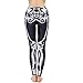 Ensasa Women's Fashion Digital Print Black White Skeleton Spandex Leggings (XX-Large, Black)