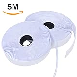 Self Adhesive Hook and Loop Tape, 0.8 in, 16 feet, Heavy Duty Reusable Sticky Back Fabric Fastener, White