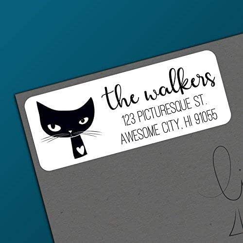 Black Cat Address Labels Return Address Stickers with