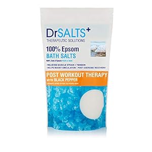 Drsalts 100% Epsom Bath Salts Post Workout Therapy with Rejuvenating Black Pepper Soothe Sore Muscles & Joints 1kg