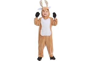 EVGVAT Kids Christmas Reindeer Costume Deer Animal Outfits Onesie Party for Boys and Girls