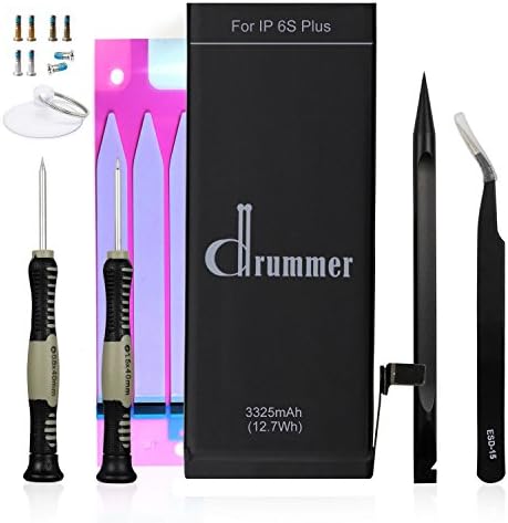 DRUMMER Replacement Battery for iPhone 6s Plus - High Capacity 3325mAh, 0 Cycle UL Listed Li-ion Cell - with Repair Tool Kits[24 Months Warranty]