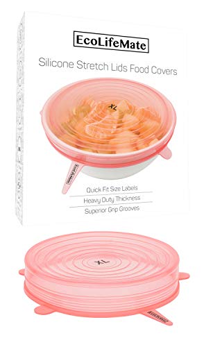 EcoLifeMate Silicone Stretch Lids Food Covers for Bowls - Reusable Instalids Seal Wrap, 12-pack