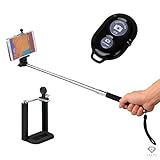 Selfie Stick - Bluetooth w/ Remote Monopod for Your Apple Iphone 6, 6 Plus, 5, 5s, 4, 4s, Android Galaxy 6, 5, 4, Note 4, 3 and Gopro Camera. Great Quality, Solid Grip, Easy to Connect and Use. One Click Pictures and Videos. 3 Month Guarantee