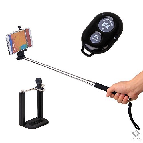 Selfie Stick - Bluetooth w/ Remote Monopod for Your Apple Iphone 6, 6 Plus, 5, 5s, 4, 4s, Android Galaxy 6, 5, 4, Note 4, 3 and Gopro Camera. Great Quality, Solid Grip, Easy to Connect and Use. One Click Pictures and Videos. 3 Month Guarantee