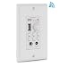in Wall Mount Bluetooth Receiver - WiFi Wireless Audio Music Speaker Control, Stereo Speakers Volume Controller w/ 3.5mm AUX Jack Input, USB, Adapter, 30ft Range, Home Theater App - Pyle PWA25WIFIBT