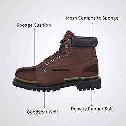 BOIWANMA Work Boots for Men, Steel Toe Leather