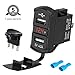 12V/24V USB Charger Socket Rocker Switch Dual USB Car Power Outlet with Red LED Voltmeter Marine Cigarette Lighter Adapter Waterproof 4.2A Fast Charge for Boat Motorcycle ATV RV Truck primary
