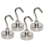 totalElement 25lb Strong Magnetic Hooks, Powerful Heavy Duty Neodymium Magnet Hanging Hooks (4 Pack)
