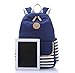 Sqodok Canvas Backpack, 14 Inch School Backpack Laptop Bag with USB Charger Port, Striped Travel Daypack School Bookbag for Women, Blue