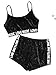 Romwe Women's Sport 2 Pieces Spaghetti Strap Crop Tank Top and Shorts Sweatsuits Set