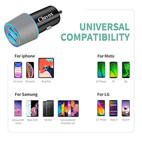 image for Cluvox Rapid USB C Car Charger, Compatible Samsung Galaxy S10/S10+/S10