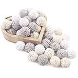 Baby Love Home 50pc White Gray Series Wooden Crochet Beads DIY Teething Necklace Bracelet for Baby Handmade Wooden teether Baby Teether Toys