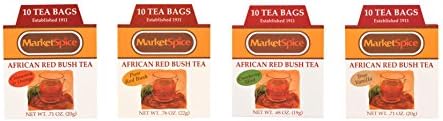Market Spice Herbal Tea Sampler Set, African Red Bush Variety Tea Pack Of 40 Tea Bags, 10 Each.