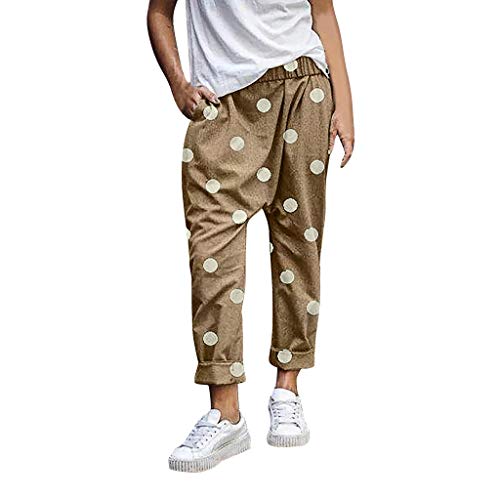 Botrong Plus Size Women Wide Leg Pants Trousers Loose Casual Pants (Khaki,M)