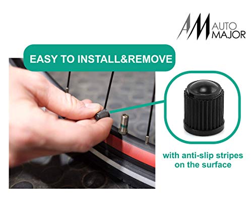 AUTOMAJOR Car Tire Valve Caps - Universal Tire Stem Covers Best for Cars, SUV, Bike, Bicycle, Trucks, Motorcycles - Heavy-Duty, Airtight, Leak-proof Seal, Screw-On, Easy-to-Use Stem Caps 20 pack Black