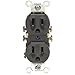 Leviton 15 Amp, 125 Volt, Duplex Receptacle, Residential Grade, Grounding, All Screws Backed Out, 5320-CP, Brown